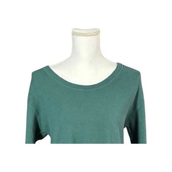 Pact Top Size Medium Green Organic Cotton Minimalist Waffle Knit Neutral Casual - Picture 3 of 7